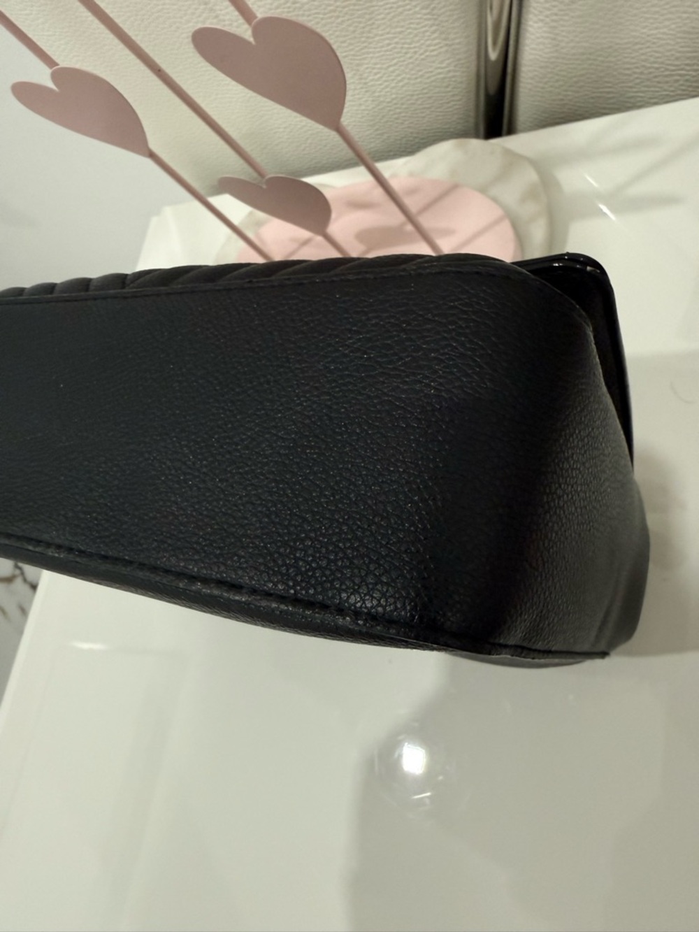 Victoria's Secret Black Quilted Crossbody with Gold Chain - Picture 7 of 13
